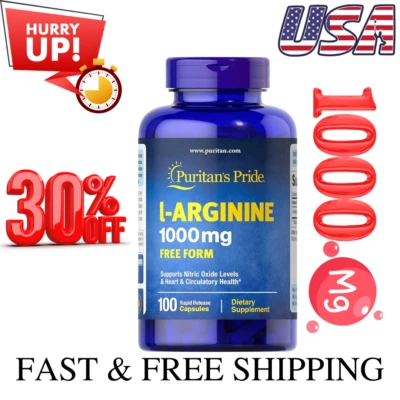 Puritan's Pride L-arginina 1000 mg cápsulas, 100 unidades, blanco Foto 1 de 4