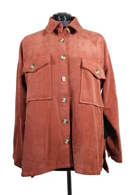 Forever 21+ Mujer Terracota Texturizada Hi-Lo Pana Camisa Chaqueta Chaqueta 0X Foto 1 de 4