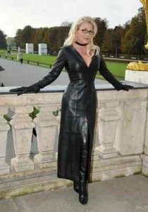 Schwarzes Damen echtes Lammleder neu handgefertigt Kleid Leder lässig formell stilvoll - Bild 1 von 6