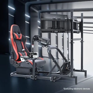 Hottoby Racing Sim Cockpit with Triple Monitor Mount and Red Seat for G920 G923 - Afbeelding 1 van 7