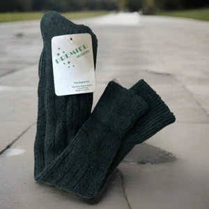 VTG Socks Premier Hosiery 80s Cable Knit Green NOS 8-9.5 Shoe SZ USA Stocking - Picture 1 of 5