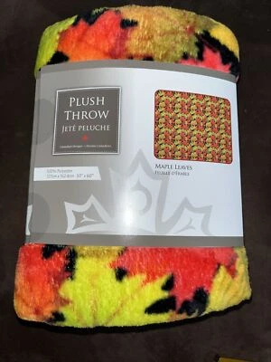 soft plush blanket throw 50x60 Maple Leaves Motif New - Image 1 of 4