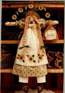 Sallie Sunshine Wood Pc Sunflowers Doll Soft Sculpture Pattern Folk Art Country - Picture 1 of 3