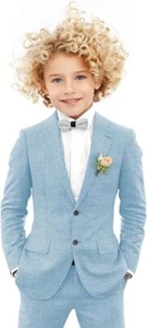 Boy Summer Lightweight Linen Suit Set Blazer Pants Cute Stylish for Wedding Ring - Picture 1 of 36