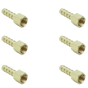 Brass 1/8" NPT Female Adapter to 1/4" Hose Barb Tail Fitting 6Pcs - Picture 1 of 2