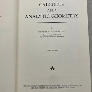 Calculus and Analytic Geometry Third Edition Fifth Printing VTG 1966 HC Thomas - Picture 1 of 10