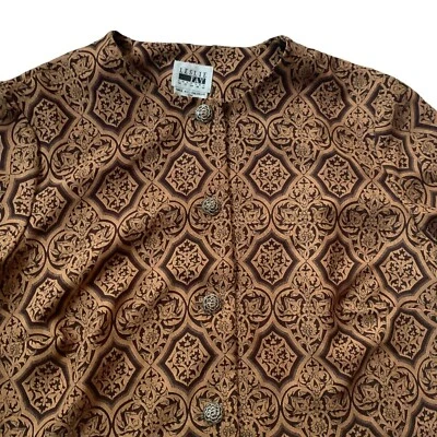 Camisa túnica mujer Leslie Fay talla 18W abotonada manga larga marrón  Foto 1 de 4