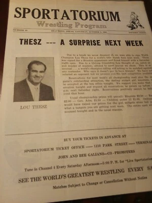 Exc Beaumont NWA champ Thesz 1963 programa de luta livre Patterson WWWF stasiak AWA - Imagem 1 de 4