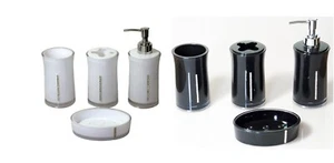 4 Psc Acrylic Bathroom Accessory Soap Dish Dispenser Tumbler Toothbrush Holder - Picture 1 of 7