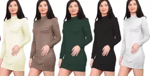 Nuevo bodycon cuello tortuga tejido invierno para mujer talla UK (8-16) - Imagen 1 de 16