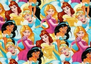 Disney Princesses 100% Cotton Fabric 18”x21” FQ - Picture 1 of 3