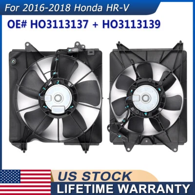 Ventilador de refrigeración del radiador del motor para Honda HR-V 2016-2018 OEM HO3113137 y HO3113139 Foto 1 de 4