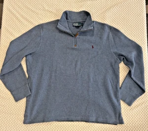 Polo Ralph Lauren 1/4 zip pullover cotton sweater - blue - large - Picture 1 of 5