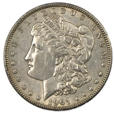 1901-P Philadelphia Morgan Silver Dollar $1 Almost Uncirculated AU+ Cleaned Dets - Image 1 of 2
