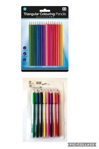 8 Colouring Pencils with Grippers Soft Grips 15 Triangular Drawing Pencil School - Picture 1 of 5