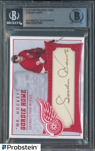 #1 Gordie Howe Signed Custom Trading Hockey Card BGS BAS Gold AUTO - Picture 1 of 2
