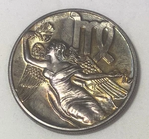 Virgo Astrology Zodiac Vintage Rare Coin 1 Troy Oz .999 Fine Silver Round Medal - Picture 1 of 4