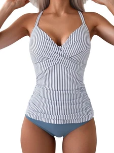 Trajes de baño Tankini acanalados B2prity cuello en V envolventes lazo trasero 2 piezas trajes de baño XL - Imagen 1 de 1