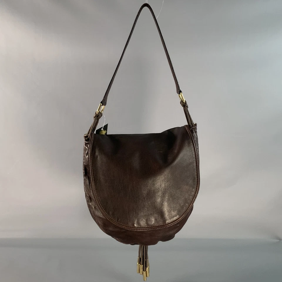 Bolso de hombro de cuero marrón dorado DONNA KARAN Foto 1 de 4