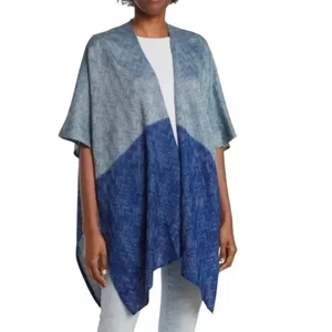 Vince Camuto Nuevo sin Etiquetas Kimono Azul Color Bloque LUREX Manga Corta Envoltura Ruano Talla OSFA - Imagen 1 de 6