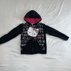 Sanrio Hello Kitty Zebra Print Zip-Up Hoodie Size 5 Y2K 2012 - Picture 1 of 6