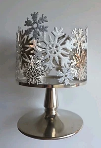 Bath & Body Works Snowflakes Pedestal Large 3 Wick Candle Holder Sleeve - Picture 1 of 4