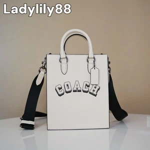 Bolso de Mano Coach CAJ68 Dylan Nuevo con Etiquetas con Motivo Universitario Cuero Gunmetal/Tiza/Negro - Imagen 1 de 15