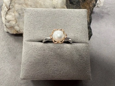 Anillo Clogau Plata y Oro Rosa 9ct Lirio del Valle Perla Talla P 60€ de descuento Foto 1 de 4