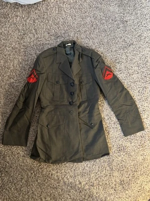 Abrigo Uniforme Chaqueta Verde Vestido Marino de Colección EE. UU. 37R Lana Foto 1 de 4