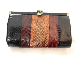 Vintage Leather Tri Color Snakeskin Clutch - Picture 1 of 9