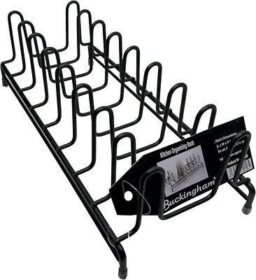 Metal Plate Drainer Rack Black Kitchen Organizer 34x15cm by Buckingham