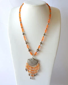 Carnelian Necklace Earrings Set Sterling Silver Filigree Handmade Oxidized 925 - Bild 1 von 10