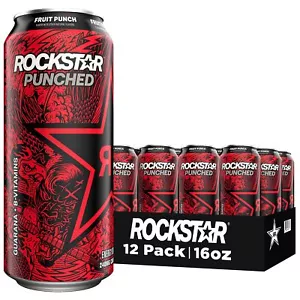 Rockstar Punched Energy Drink, Fruit Punch, 16oz Cans (12 Pack) (Packaging Ma... - Picture 1 of 7