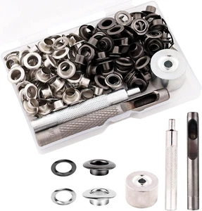 Grommet Tool Kit with 110 Stainless Steel Eyelets and Installation Tools - Picture 1 of 12
