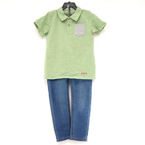 Hudson Kids Boy's Shirt & Pants 2-Piece Set, size 5, Polo/Jeans - Picture 1 of 7