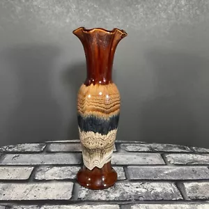 Vaso vintage Royal Haeger marrone crema toni della terra ceramica glassa a goccia alto 10 - Foto 1 di 13