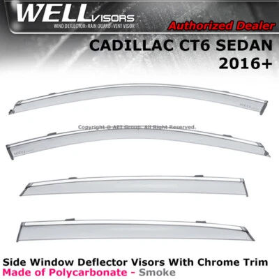 Viseras WELL para Cadillac CT6 Sedán 16-20 Deflector de Lluvia Visera de Ventana Cromo Foto 1 de 4