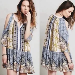 Vestido túnica bohemio Free People talla XS gran tamaño vaquera boho manga 3/4 costal - Imagen 1 de 13