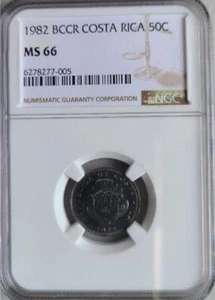 Costa Rica 50 Centimos 1982 BCCR NGC MS 66 - Picture 1 of 2