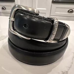 Cinturón de Vestir IZOD Negro Cuero Genuino Peso Pesado Plateado Hebilla Logo Hombres’s 40 - Imagen 1 de 12