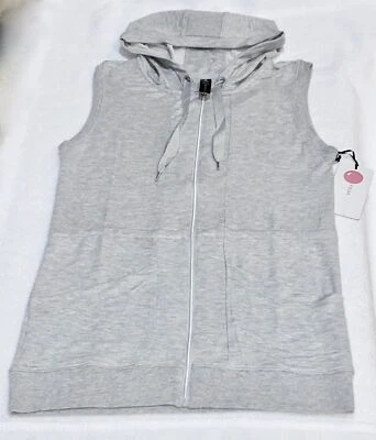 YOGALICIOUS Cinza Zíper Completo Túnica Longa Colete com Capuz Jaqueta Yoga Casual Feminina P G - Imagem 1 de 4