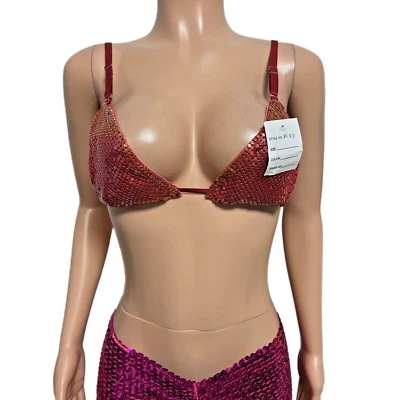 Y2K Glam Rosa Recortado Metal Malla Sujetador Top Raver, Disfraz Fairycore De Colección Años 2000’s Foto 1 de 4