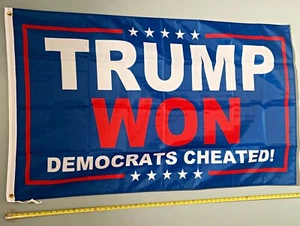 BANDIERA DONALD TRUMP SPEDIZIONE GRATUITA VENDITORE USA! Insegna Poster Trump Vinto Elezioni USA 3x5' - Foto 1 di 1