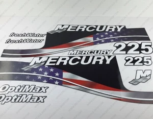 Mercury 225 HP Optimax FreshWater USA Flag Edition outboard engine decal set - Picture 1 of 7