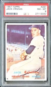 1957 TOPPS #297 JACK CRIMIAN PSA 8 TIGRI - Foto 1 di 2