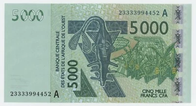 West African States 5000 Francs 2003 20(23) Pick 117A UNC Uncirculated Banknote - Image 1 of 2