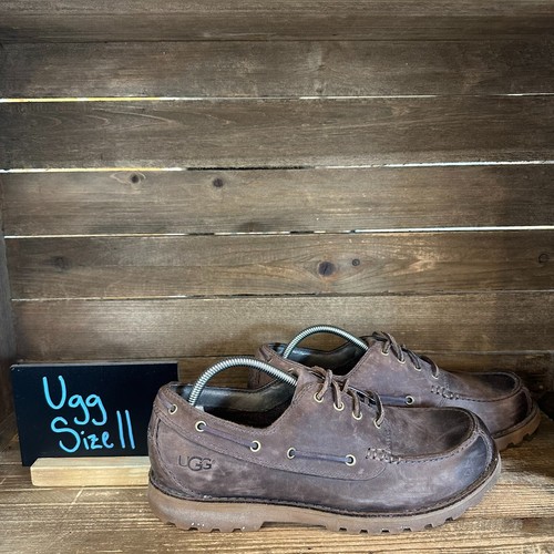 Mocassini uomo Ugg Oxson Stout pelle marrone impermeabili casual mocassini taglia 11 D