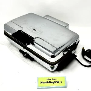 Vintage GE ELECTRIC SKILLET & WAFFLE IRON /GRIDDLE COMBO (Chrome) Works Great! - Picture 1 of 21