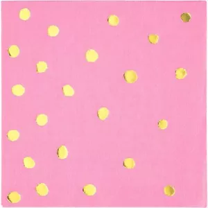 Pink and Gold Beverage Paper Napkins- 16 pcs. - Picture 1 of 2