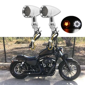 For Harley Davidson Sportster Chrome Motorcycle LED Turn Signals Tail Lights M10 - Picture 1 of 16